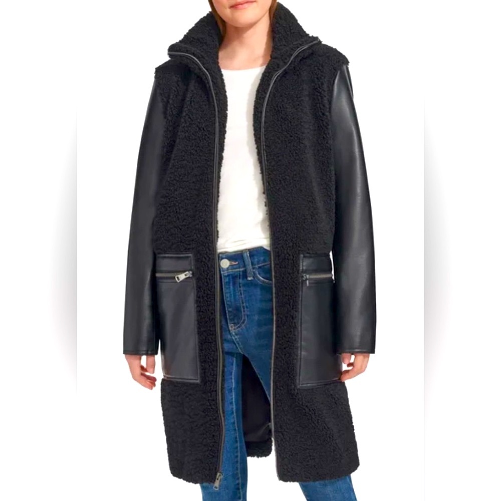 Andrew Marc Ladies' Faux Leather Mixed Media Coat